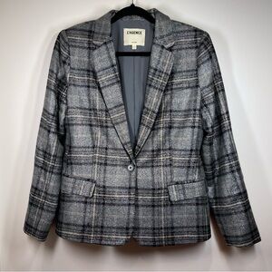 L'Agence Diana Skinny Lapel Wool Blazer in‎ Metallic Multi Plaid Size 8